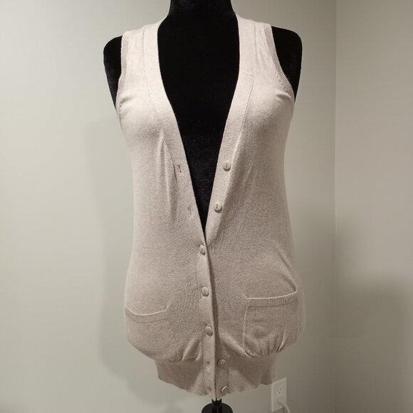 MARKS AND SPENCER TAUPE COTTON VEST WOMEN UK SIZE 10 - Picture 1 of 9